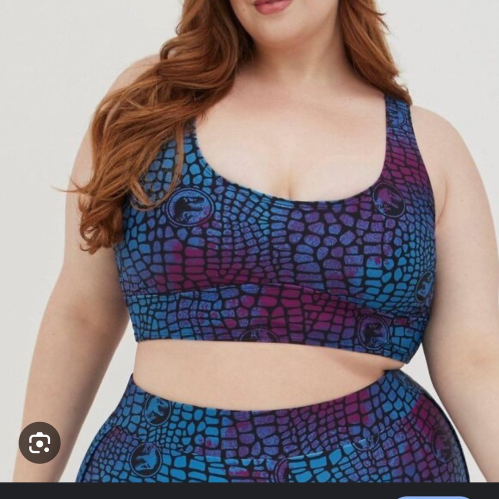 Blue and Purple Jurassic world  Print Sports Bra